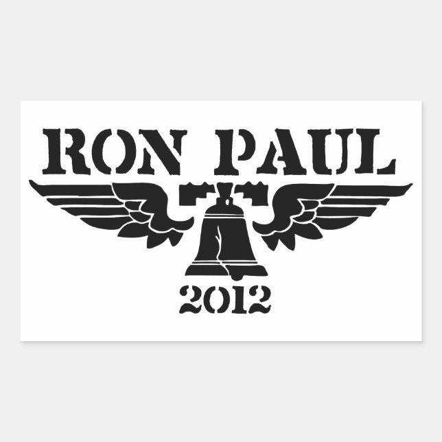 Pegatina Rectangular Ron Paul Liberty Black (Anverso)