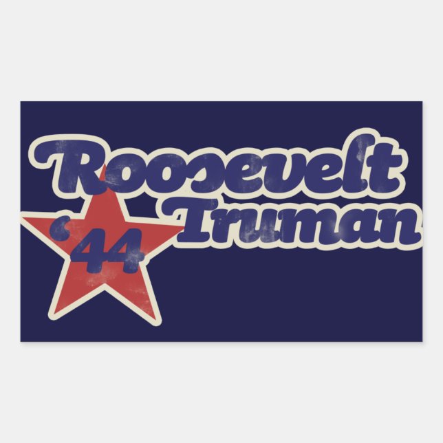 Pegatina Rectangular Roosevelt Truman 1944 (Anverso)