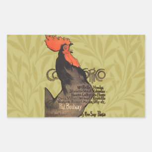 Pegatina Rectangular Rooster Steinlen Cocorico Arte francés