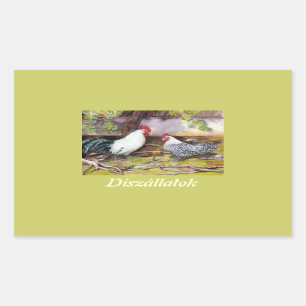 Pegatina Rectangular Rooster y Hen