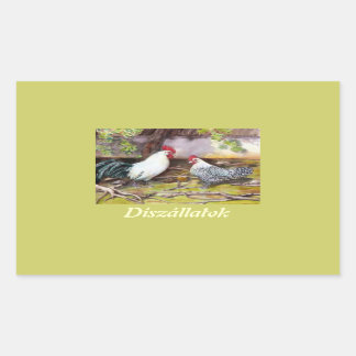 Pegatina Rectangular Rooster y Hen