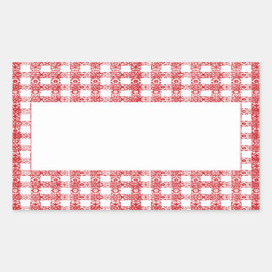 Pegatina Rectangular Ropa vintage de encaje blanco rojo de Gingham