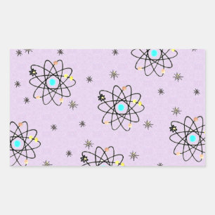 Pegatina Rectangular Ropa y regalos retro de estampado atómico de los 5