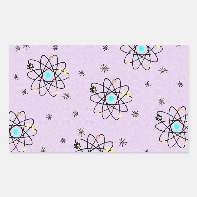 Pegatina Rectangular Ropa y regalos retro de estampado atómico de los 5 (Anverso)