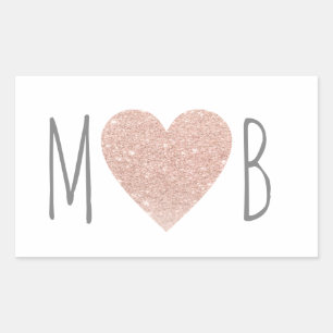 Pegatina Rectangular rosa amor novia y novio boda romántico