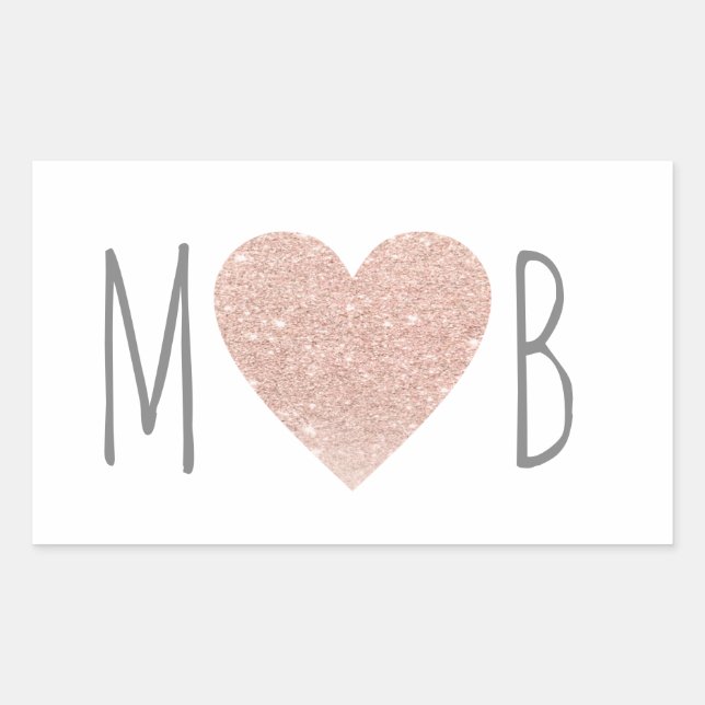 Pegatina Rectangular rosa amor novia y novio boda romántico (Anverso)