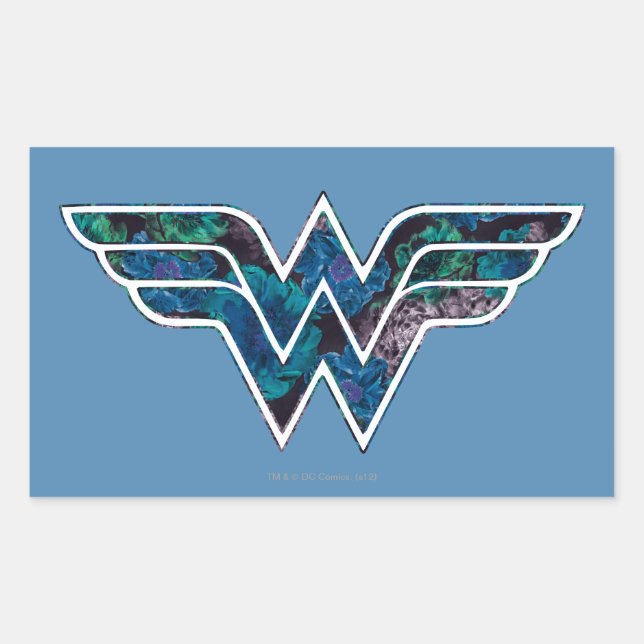 Pegatina Rectangular Rosa azul WW (Anverso)