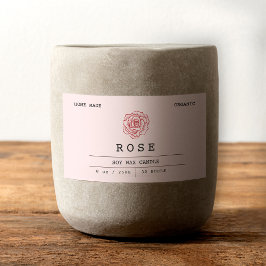 Pegatina Rectangular Rosa de Boho floral suave rosa Kraft Candle Labs