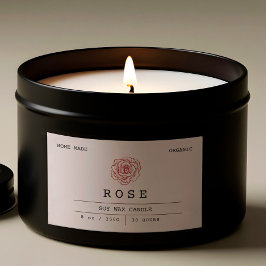 Pegatina Rectangular Rosa de Boho floral suave rosa Kraft Candle Labs