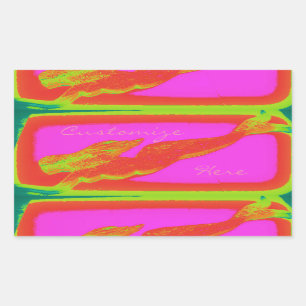 Pegatina Rectangular rosa de la sirena roja