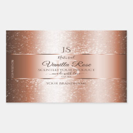 Pegatina Rectangular Rosa de lujo Purpurina de oro Iniciales Etiquetas 