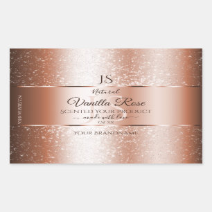 Pegatina Rectangular Rosa de lujo Purpurina de oro Iniciales Etiquetas