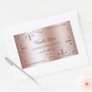 Pegatina Rectangular Rosa de moda Etiquetas de productos de oro Rincón 