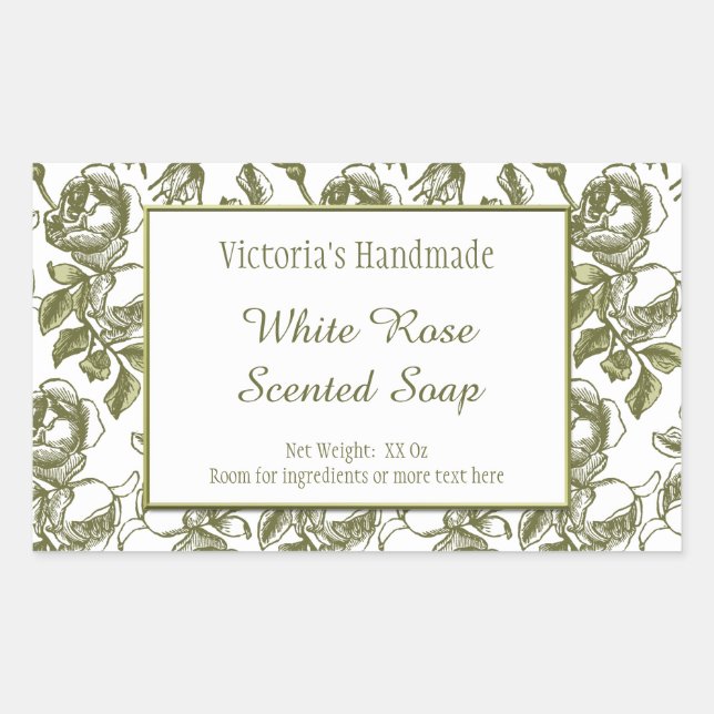 Pegatina Rectangular Rosa de oro blanco y falso tintando jabón editable (Anverso)