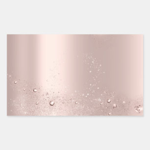 Pegatina Rectangular Rosa de oro Spark Gracias Nombre Gracias