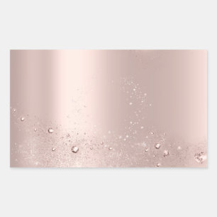 Pegatina Rectangular Rosa Dorada Chispa Gracias Nombre Gracias