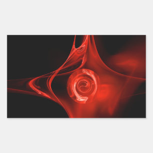 Pegatina Rectangular Rosa FRACTAL, rojo, negro