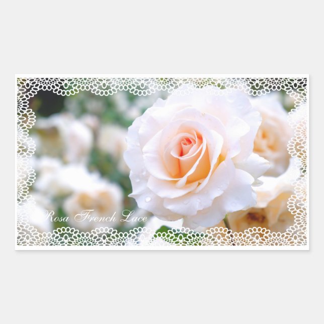 Pegatina Rectangular Rosa French Lace [Rectangular Seal] (Anverso)