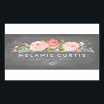 Pegatina Rectangular Rosa Garden Floral Chalkboard Business<br><div class="desc">Alquiler y flores rosas.</div>