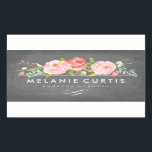 Pegatina Rectangular Rosa Garden Floral Chalkboard Business<br><div class="desc">Alquiler y flores rosas.</div>