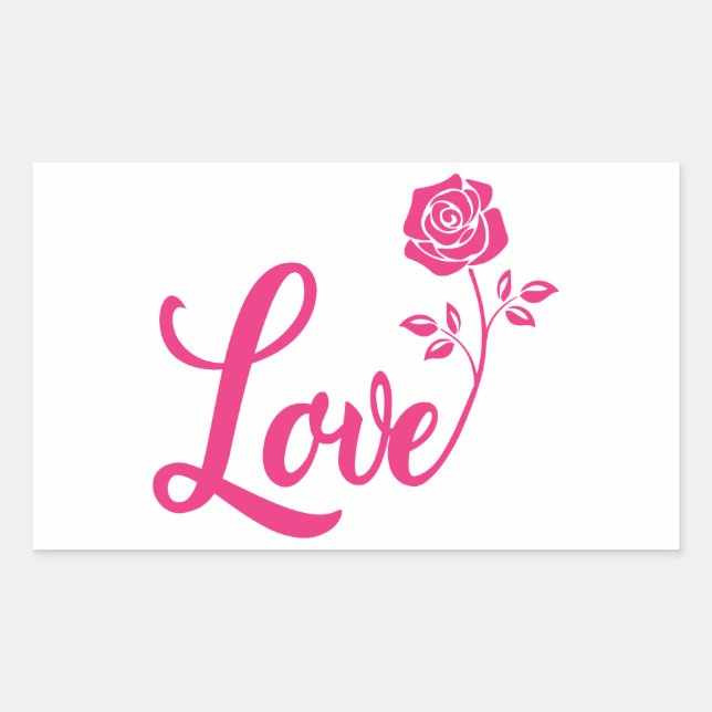 Pegatina Rectangular Rosa Hermosa Rosa Amor (Anverso)