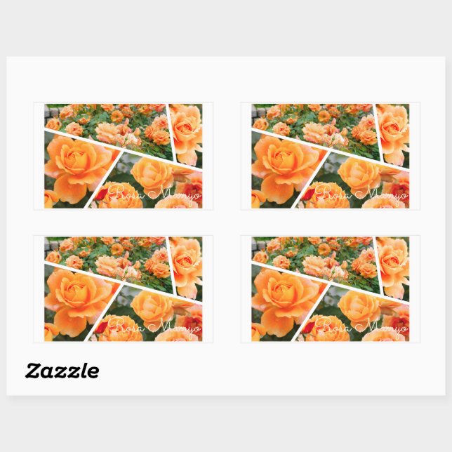 Pegatina Rectangular Rosa Manyo [Rectangle Seal] (Hoja)