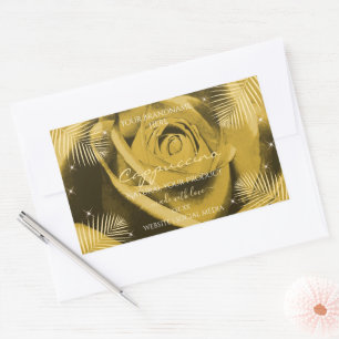 Pegatina Rectangular Rosa marrón amarillo con hojas de palma