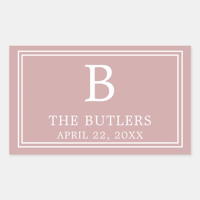 Pegatina rectangular rosa moderna (Anverso)