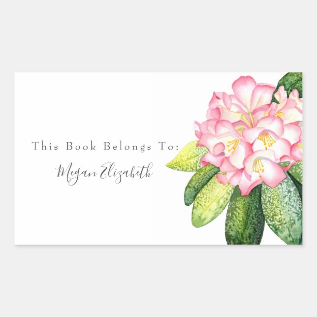 Pegatina Rectangular Rosa Rhod (Anverso)