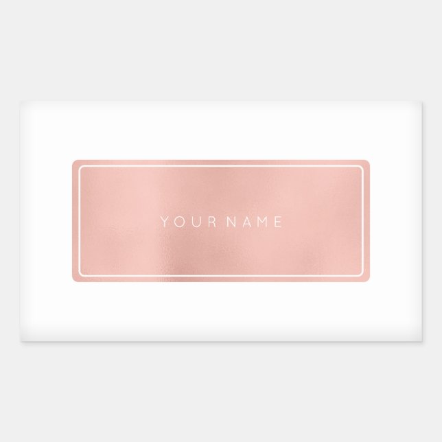 Pegatina Rectangular Rosa Rosa Oro Polvo Metálico Rectangular Plata (Anverso)