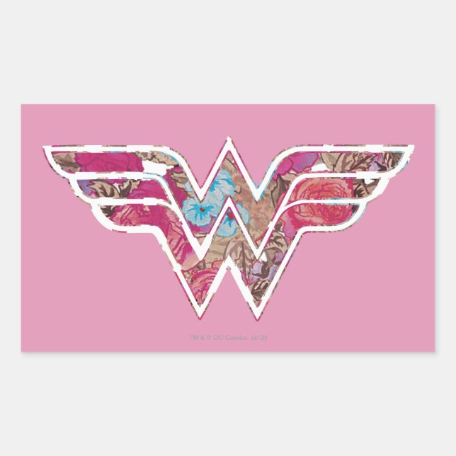 Pegatina Rectangular Rosa rosa WW (Anverso)