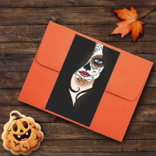 Pegatina Rectangular Rosa Sugar Skull Retrato