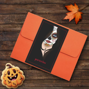 Pegatina Rectangular Rosa Sugar Skull Retrato