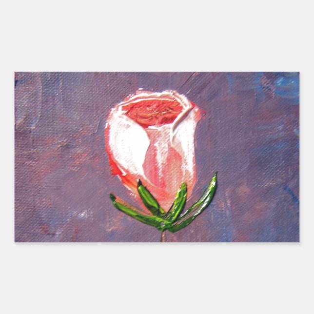 Pegatina Rectangular Rosa único (Anverso)