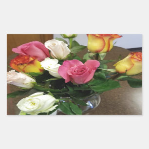 Pegatina Rectangular Rosas