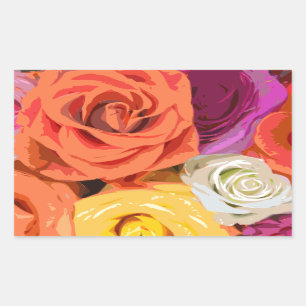 Pegatina Rectangular Rosas