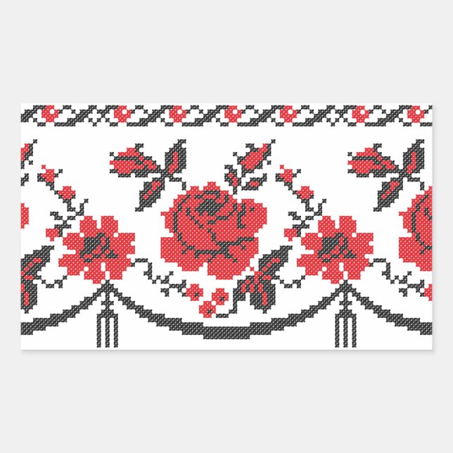 Pegatina Rectangular Rosas (Anverso)