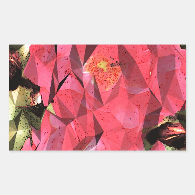 Pegatina Rectangular Rosas abstractos cubistas (Anverso)