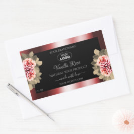 Pegatina Rectangular Rosas brillando con el logotipo de las etiquetas d