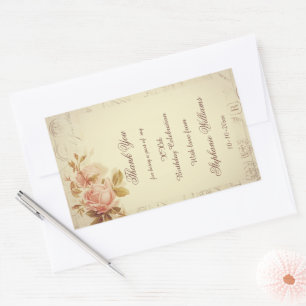 Pegatina Rectangular Rosas Chic Vintage Paris Postmarks  