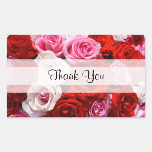Pegatina Rectangular Rosas de "Gracias" personalizadas