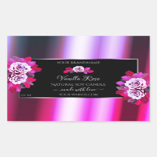 Pegatina Rectangular Rosas de las etiquetas de productos morado y negro