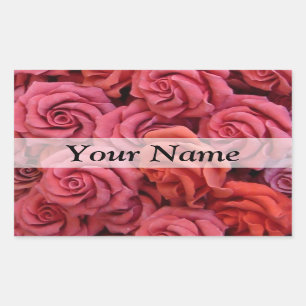 Pegatina Rectangular Rosas florales rosas