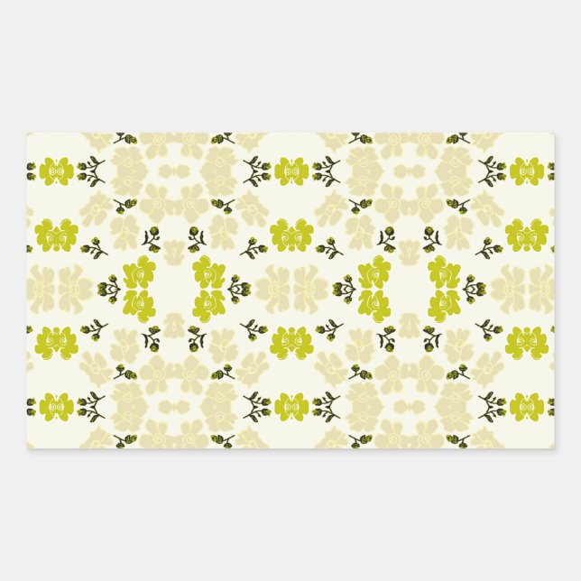 Pegatina Rectangular Rosas pequeñas amarillas (Anverso)