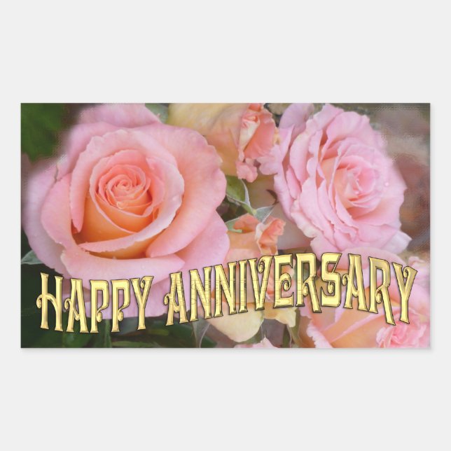 Pegatina Rectangular Rosas por mi amor ~ Gracias Pegatinas (Anverso)