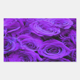 Pegatina Rectangular rosas violeta romántico violeta, ramo de rosa boni
