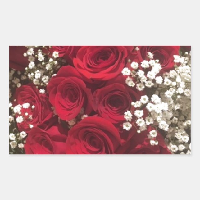 Pegatina Rectangular Rosas y la respiración del bebé (Anverso)