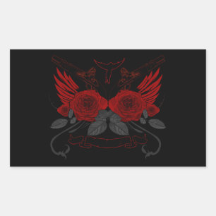 Pegatina Rectangular Roses rojos