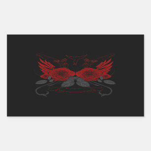 Pegatina Rectangular Roses rojos