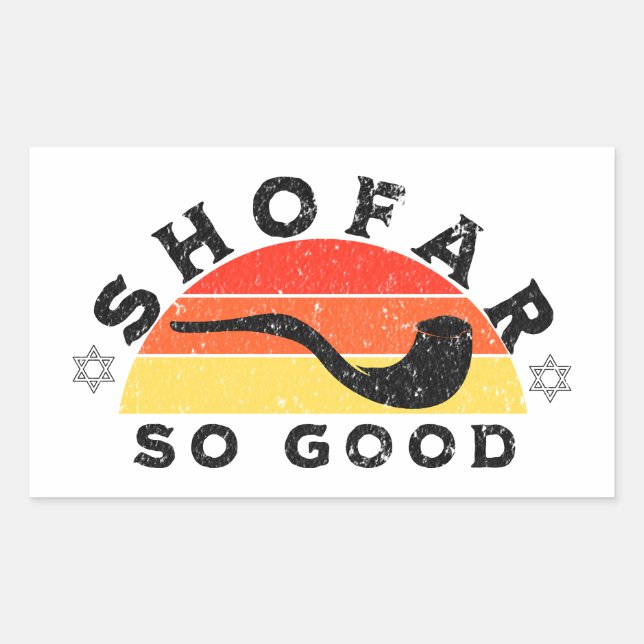 Pegatina Rectangular Rosh Hashanah Shofar So Good Funny Pun (Anverso)